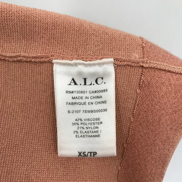 A.L.C. Shana Thong Back Bodysuit XS Sweetheart Neck Ponte Knit Rose Pink - Picture 7 of 8